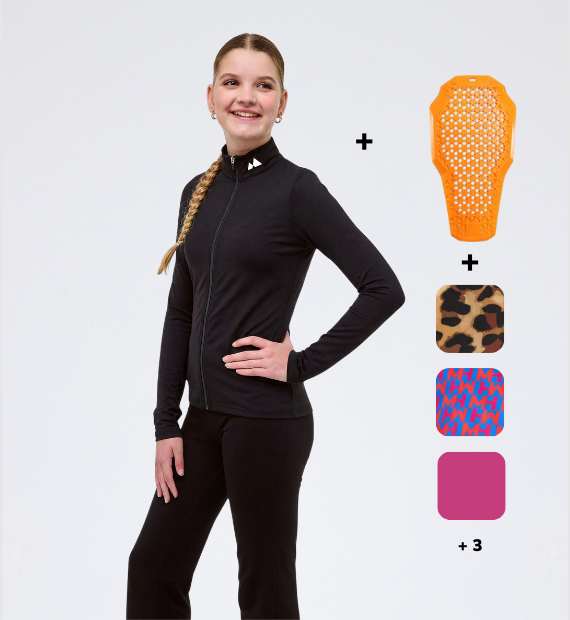 Starterset rugbeschermer en skipully kids met 1 prtoector en 2 pullies